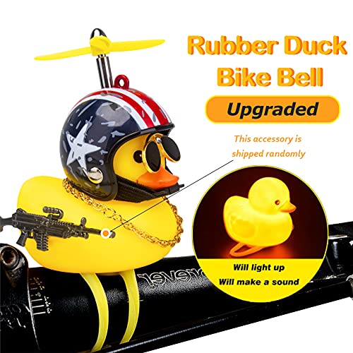 Image of wonuu 2Pcs Rubber Duck Car Ornaments, Squeeze Duck Dashboard Decorations Bicycle Decor for Cycling Motorcycle & Bicycle Accessories Decorations (X-Stars and Stripe&Shark)