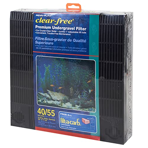 Image of Penn-Plax Undergravel Aquarium Filter for 40-55 Gallon Tanks - Four 11.25 inch x 11.25 inch Plates - Under Gravel System for Clear, Clean Water - Safe for Freshwater and Saltwater Tanks (CFU55)