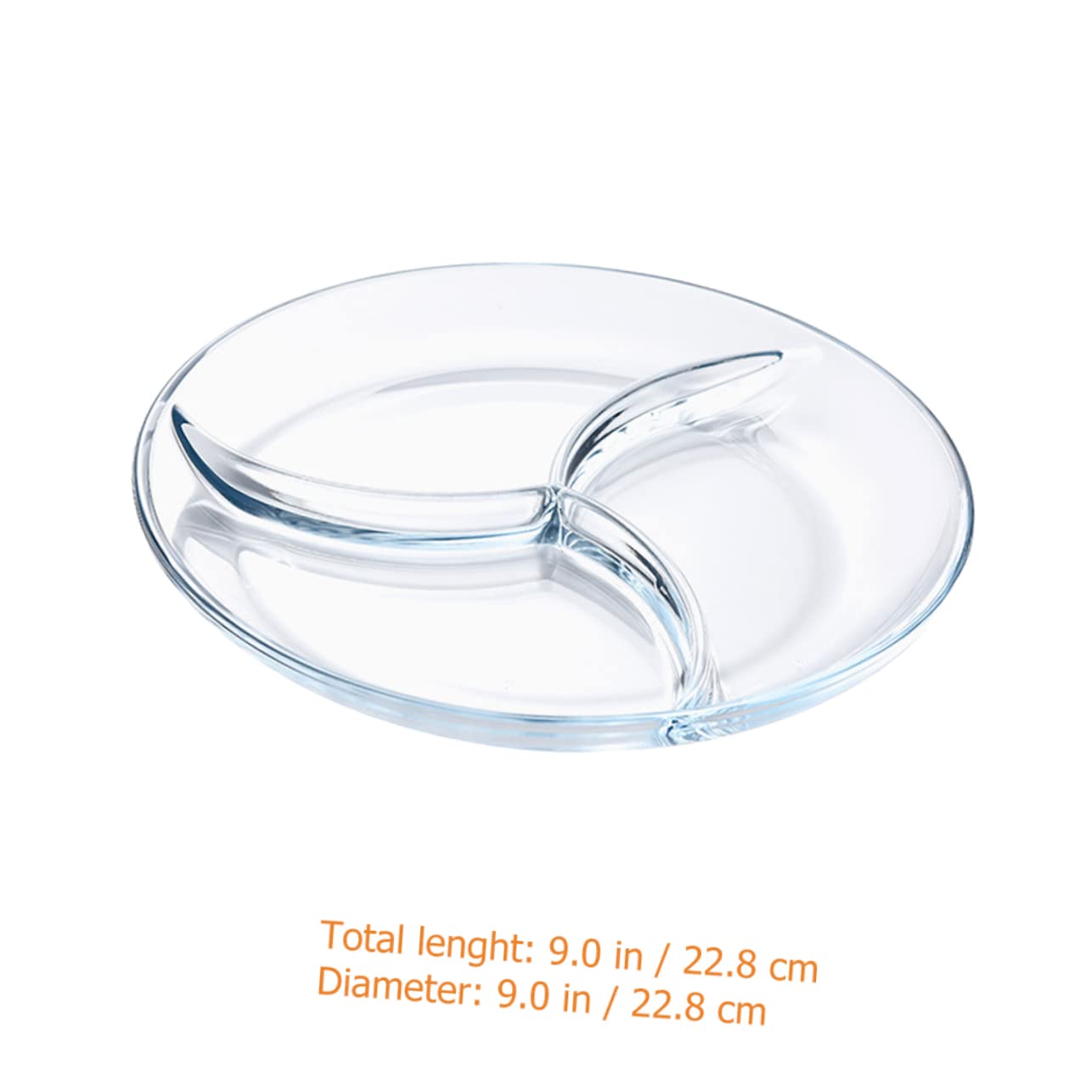 SOLUSTRE Assiette Divisée en Verre Trempé 3 Compartiments, Légère et Facile à Utiliser pour Barbecues et Réunions de Famille, Contrôle des Portions