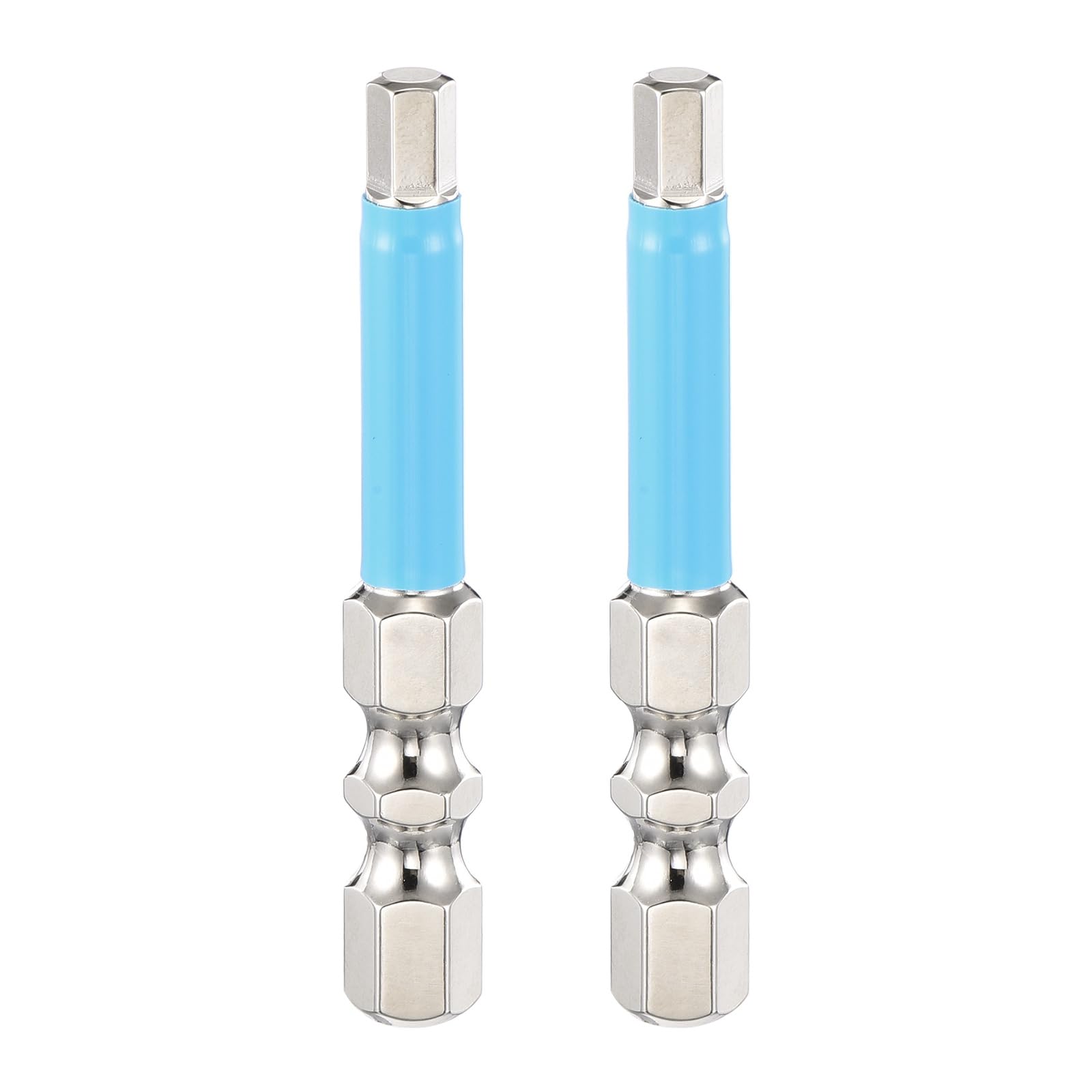 sourcing map 2pcs Hex Impact Screwdriver Bits 4mm (H4.0) Magnetic Hexagonal Head 1/4" Hex Shank 50mm (2") Long Chrome Plating S2 Steel Hexagon Wrench Drill Bits Electric Power Tools
