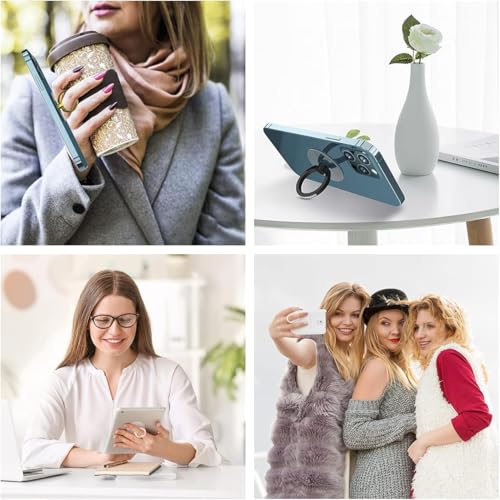 Image of KolorFish Transparent Phone Ring Stand Holder Mobile Phone Ring Holder Finger Grip 360 Degree Rotation (Bling Silver Square)