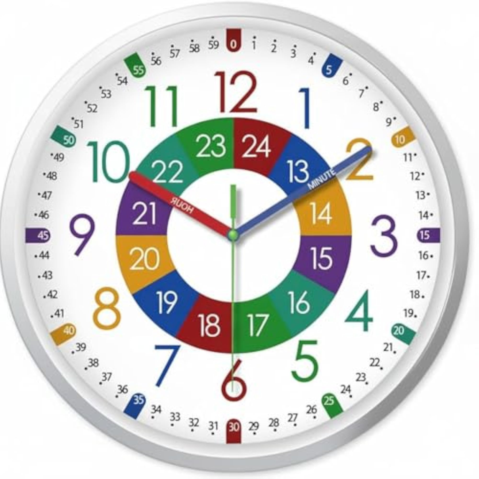 Large Numerals Kids Analog Teaching Timepiece, 10 Inch, Style 11