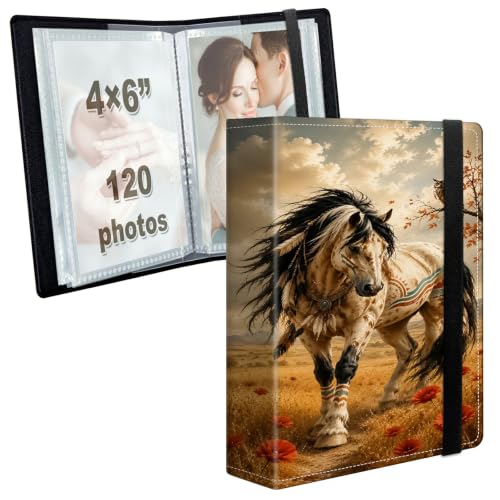 Image of Photo Album 4x6 120 Photos with Strong Elastic Band, Wildflower Horses