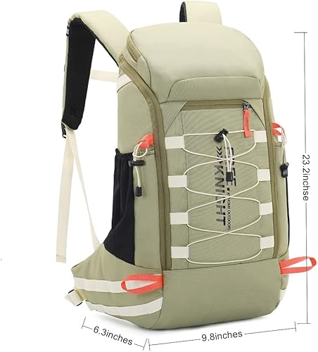 Miniatura 8 de Bseash Mochila impermeable de 40 L para senderismo, camping, con cubierta para lluvia, deportes al aire libre, para esquí, ciclismo (verde guisante)