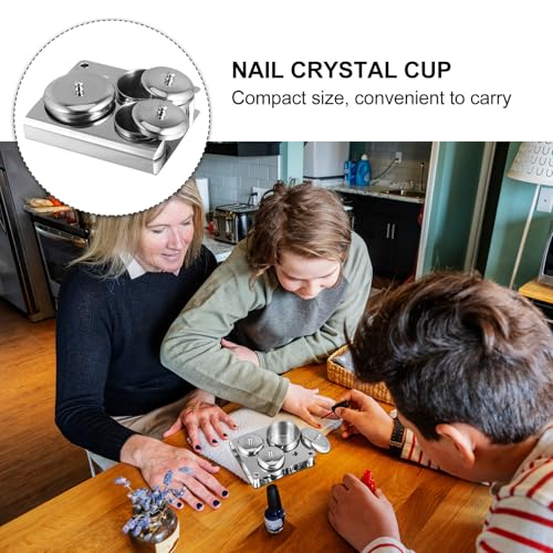 3 tazas de cristal para arte de uñas con tapa miniatura 3