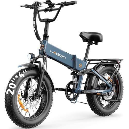Image of Jasion X-Hunter Electric Bike for Adults 1400W Peak Motor,30MPH Max Speed,48V 13AH Removable Battery,Full Suspension System Design,20 * 4.0 Fat Tire Foldable Ebike,7-Speed Electric Bicycle