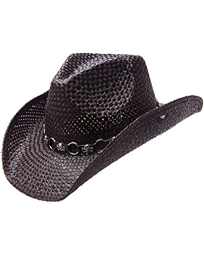 Peter Grimm Ltd Men's Vado Skulls And Rings Hat Band Straw Cowboy Black One Size