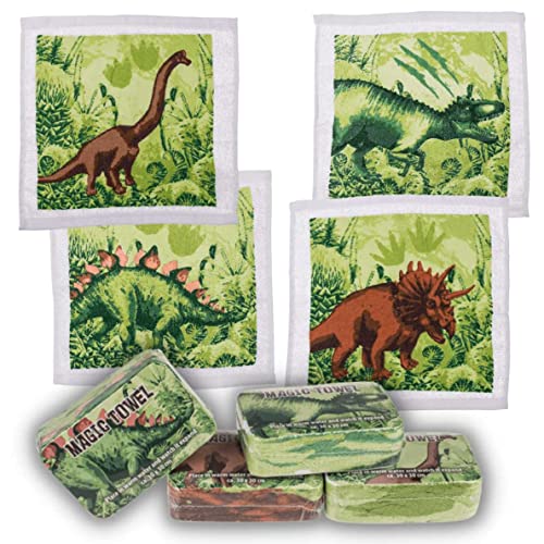 Bada Bing 4er Set Magisches Handtuch Dino Dinosaurier Baumwolle Zauberhandtuch für Kinder Zaubertuch Waschlappen ca. 30 x 30 cm 4fach s. Gastgeschenk Kindergeburtstag Geburtstag Geschenk Mitgebsel 76