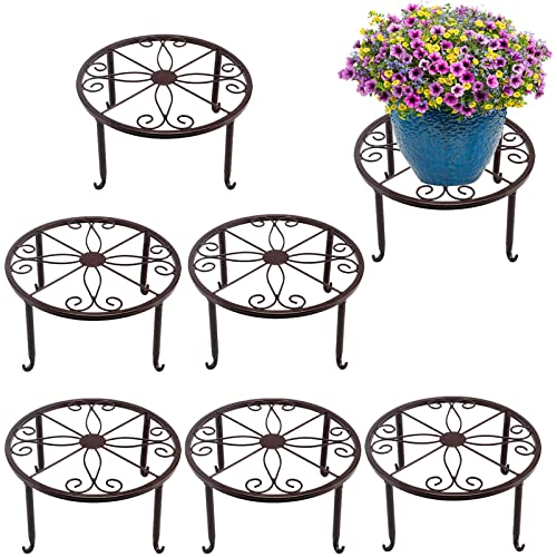 ZEONHEI 6 Stück 24cm Blumentopfständer, Metall Pflanzenständer Blumenhocker Blumentopfhalter Rund Pflanzgefäß Flowerpot Basis Heimpflanzenständer für Blumentöpfe Indoor Outdoor Cover