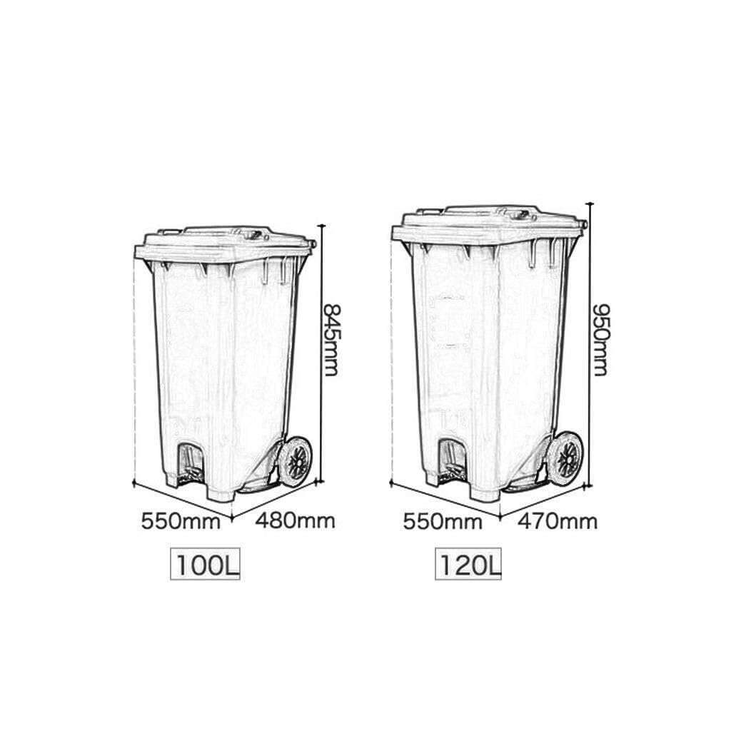 Zewnętrzny kosz na śmieci o dużej pojemności Gruby plastikowy kosz na śmieci z pokrywką pojemnik na odpady Trwała kuchnia na zewnątrz (zielony, 120L)