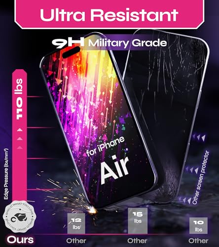 Image of Defenslim for iPhone AIR Screen Protector (2Pack), Easy Auto-Align Install Kit, 6.5 inch Tempered Glass, 9H Hardness, Ultra HD Clear, Case Friendly, EasyShield