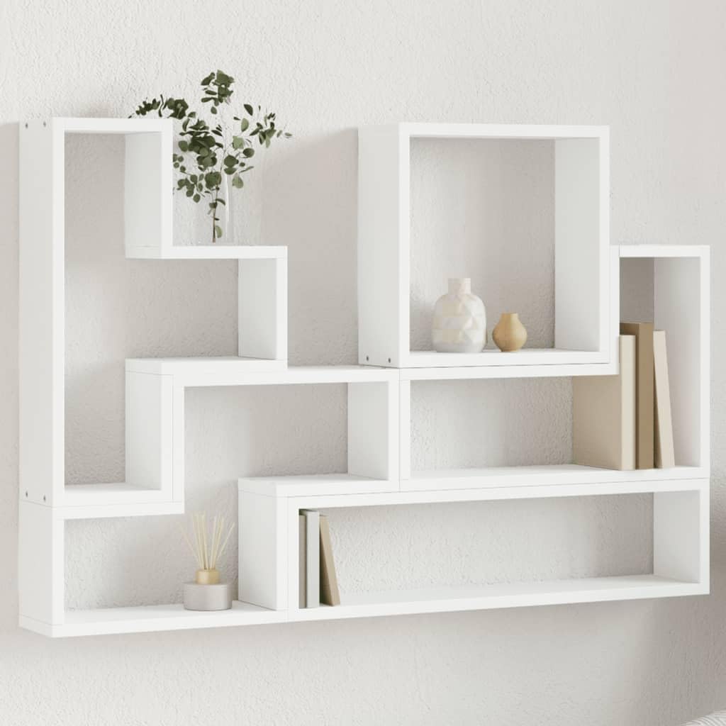 Estantería de pared 96 x 12 x 64 cm de material de madera, estante flotante blanco para montaje en pared, moderno estante de pared para salón, dormitorio y oficina, estable con capacidad de