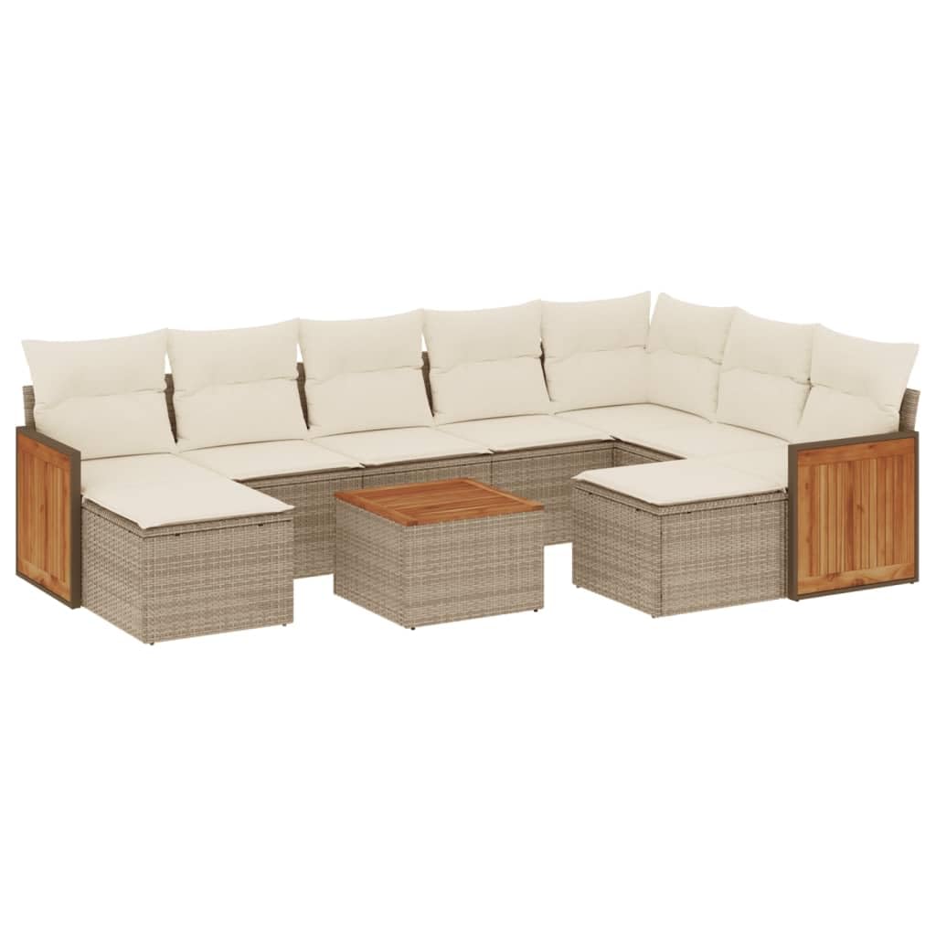 Juego De Sofás Jardín 10 Piezas Ratán Sintético Beige