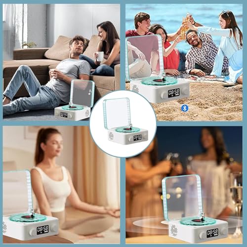Image of CPENSUS Retro-Style Wireless Waves Bluetooth Speaker, Aqua Vinyl Speaker, The Waves Vinyl Player with Ambience Light and Clock for Bedroom, Office, Party, 5 Watts Output