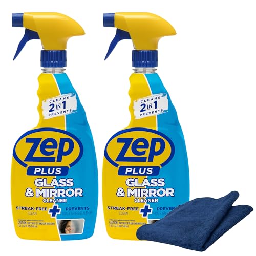 Zep Plus Glass & Mirror Foaming Cleaner 32 oz (2ct) & Microfiber Rag