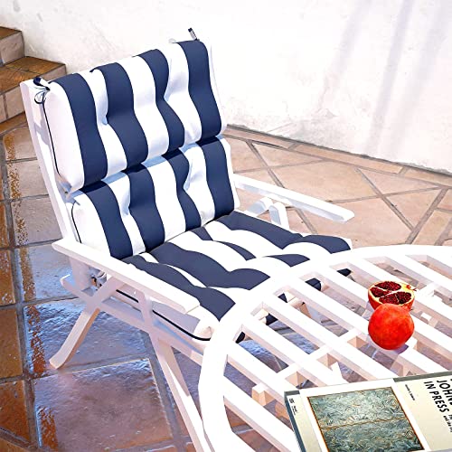 Lvtxiii 2 Pack Outdoor High Back Cushions Patio Tufted Seat And Back Chair Cushions With Ties, Replacement Cushions For Outdoor Furniture Decoration (44” L X 22 W”, Set Of 2, Cabana Navy) #TOP4