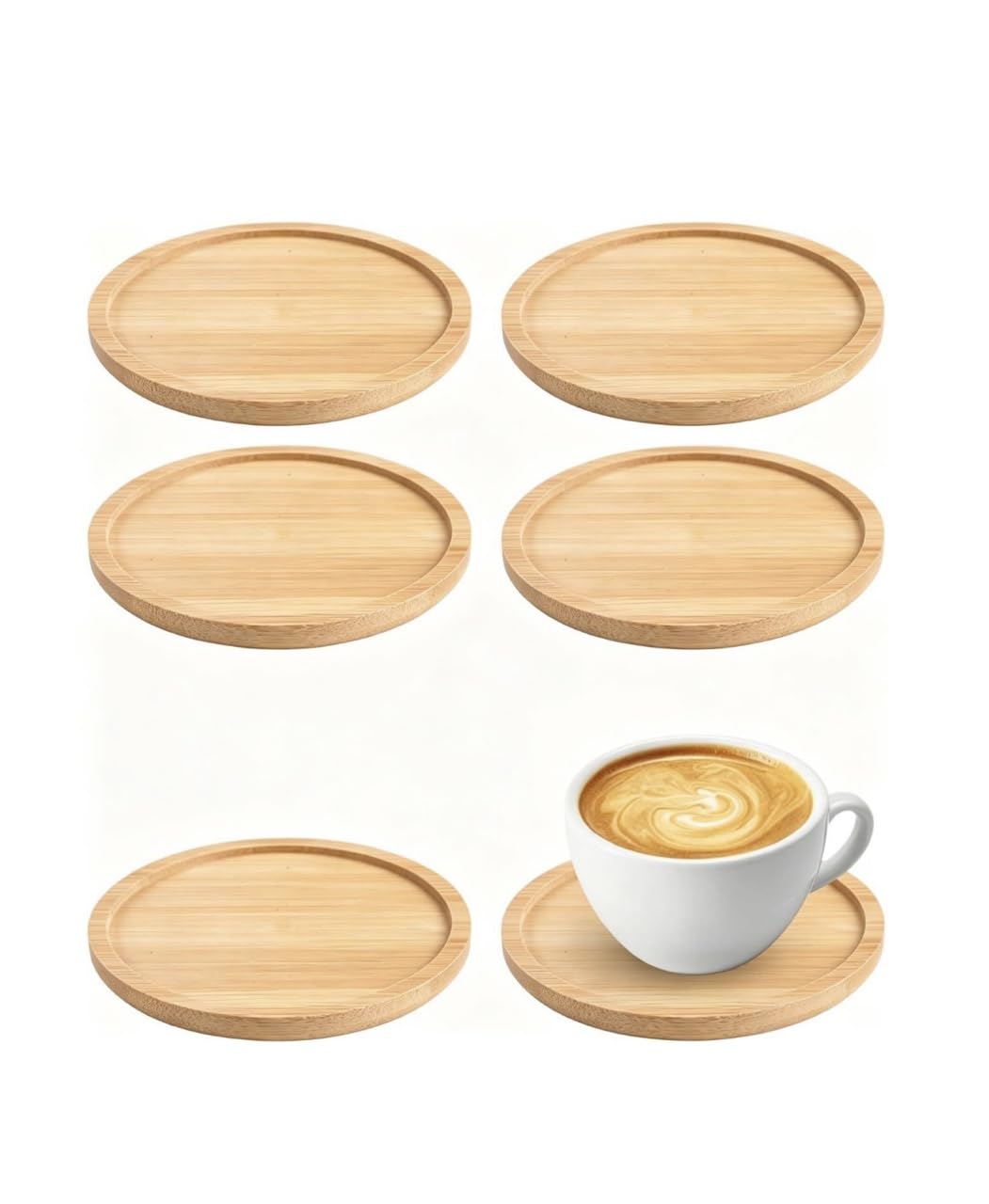 6 dessous de bougie bois naturel