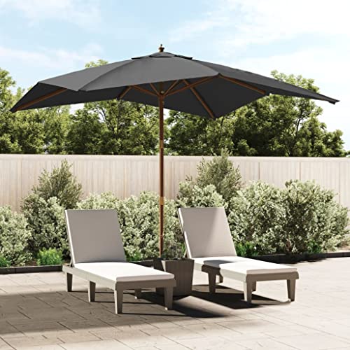 Parasol anthracite de qualité supérieure avec mât en bois solide 3x3m