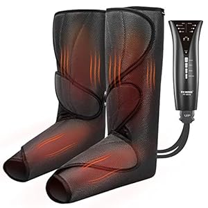 FIT KING Leg and Foot Massager with Heat, Air Compression Leg Massager for Circulation and Pain Relief Helpful for Swollen Legs Edema RLS – Great Gift for Women Parents Friends – FSA HSA Eligible