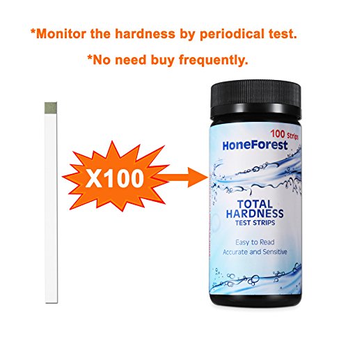 Water Hardness Test Strips,Upgraded 100ct,0-425 mg/L, HoneForest Hard Water Test Kit, Testing Total Hardness of Water Softener, Drinking Water Quality, Pool Water,etc