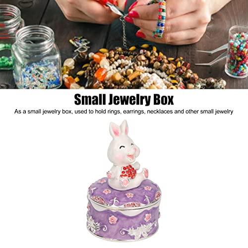 Mxzzand Rabbit Figurine Trinket Boxes, Purple Exquisite Zinc Alloy Jewelry Box For Living Room #TOP3