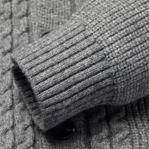 Men's Autumn Solid Color V-Neck Daily Warm Cardigan Single Breasted Slimstretchable Striped Long-Sleeved Sweater4