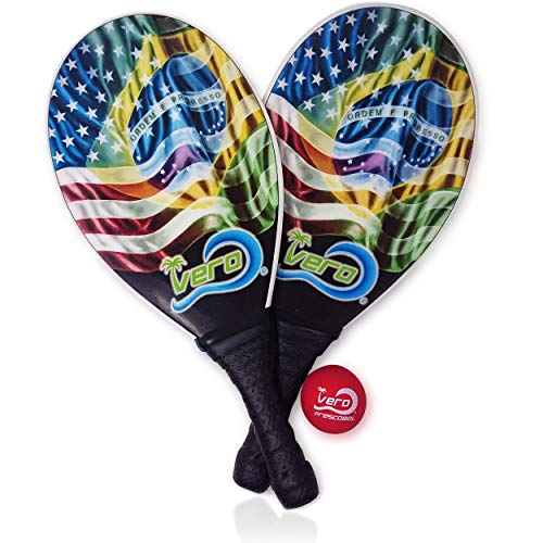 Vero Frescobol Fiberglass Praia Paddleball Paddle definir Brasil EUA Modelo, Bola Oficial, Saco