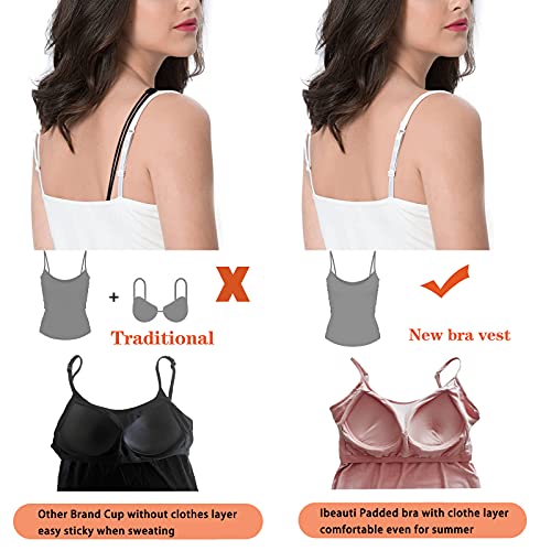 Image of Ibeauti Womens Camisoles Tops with Built in Padded Bra Basic Breathable Tank Top