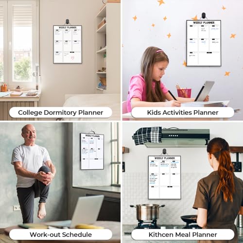 Sliandtelly Whiteboard Wochenplaner Abwischbar, 40 x 30 cm Magnetisch Whiteboard Kalender Wand HäNgende mit Griff, Alurahmen Tragbares Magnettafel für Planung, To-Do-Liste, Büro, Schule, Zuhause