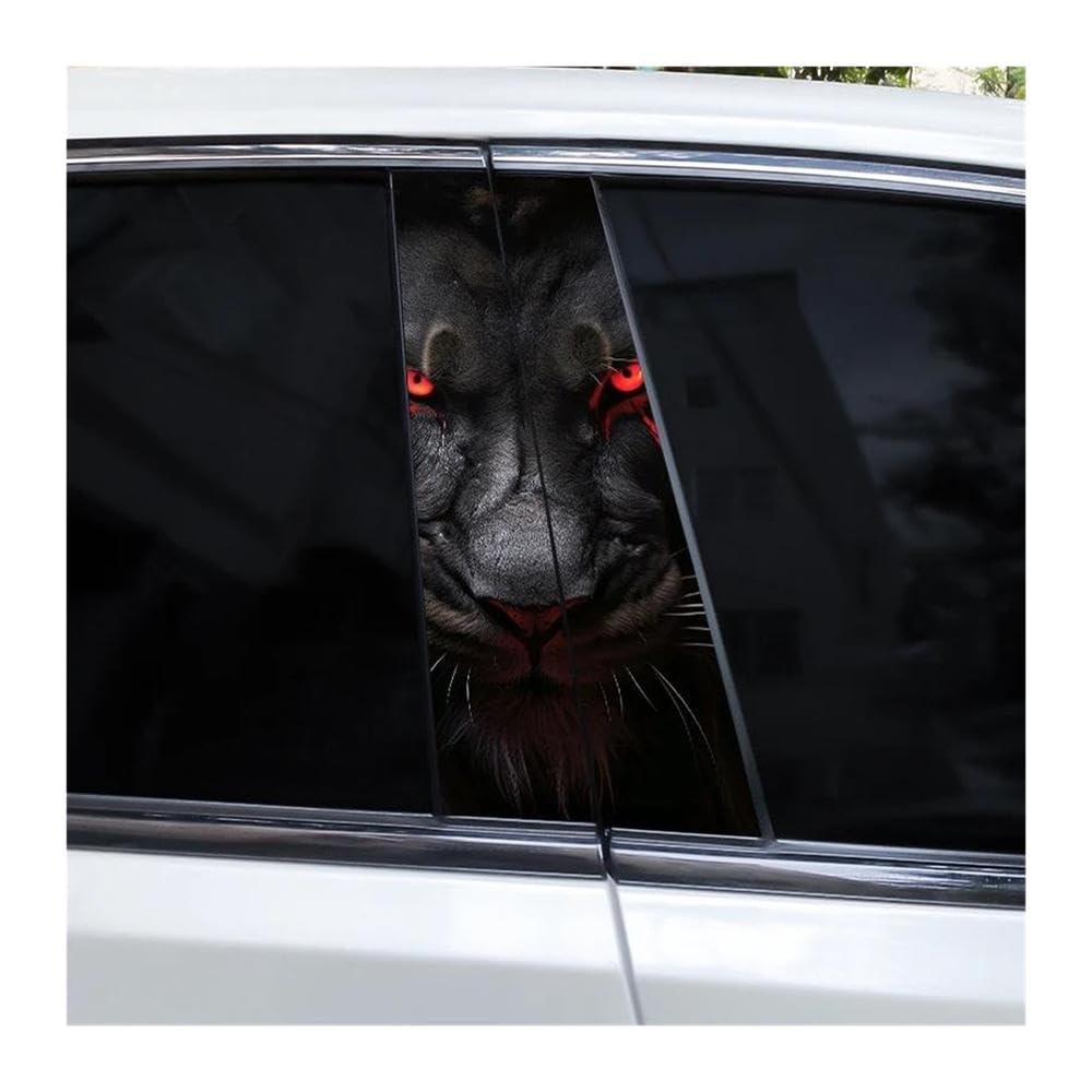 Body Parts 2pcs Ferocious Animal Car B Pillar Decal Waterproof Car Door Pillar Sticker(E)
