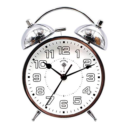 Wecker für Kinder Lernen analogen Quarz-Wecker mit Nachtlicht-Quarz-Mini Creative (Silber)