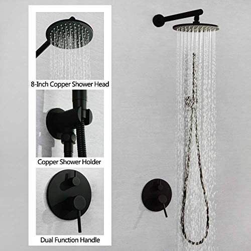 Ensemble de systèmes de douche à effet pluie muraux au design noir chic - 4