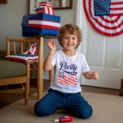 Image of Boys 4th of July Shirts-Toddler Girls Patriotic American Flag Tees Kids Memorial Day USA T-Shirts 2-7T