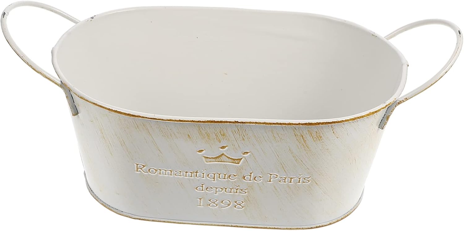 TOYANDONA Iron Flower Pot Vintage Rustic Flower Planter for Home Decor Decorative Iron Bucket Antique Centerpiece