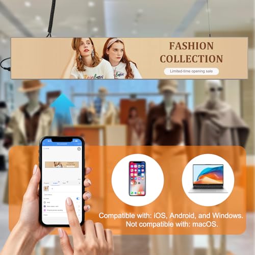 Image of LEDLightsWorld P1.86 LED Digital Signage Bar Display, 37.8 inch x 6.3 inch Full Color Programmable Scrolling LED Message Board with App Control, Commercial Advertising Screen for Store Windows, Retail Shops, Restaurants