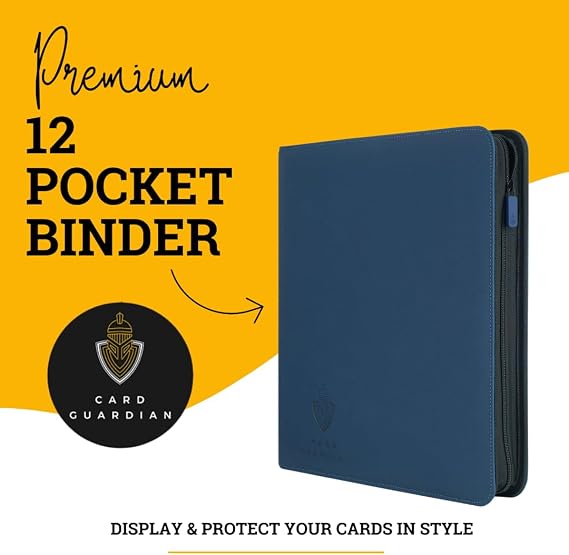 Card Guardian 12 Pocket Card Binder with Zipper, Blue | Premium Trading Card Binder, Holds 480 Cards, Side-Loading TCG Binder, For MTG, Lorcana, Match Attax, One Piece & More