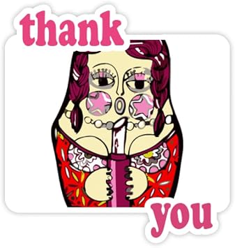 Russia Russian Nesting Dolls Female Thank You Stickers Quote Grateful