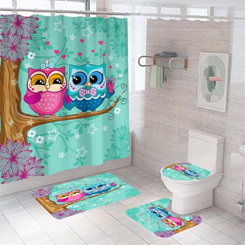 Badezimmerteppich Grün, Pink, Blau Badteppich rutschfest Waschbar Badgarnitur 3 Teilig – Badematte Set Mit Wc-Vorleger Und Badematte,Teppich Badezimmer Für Sicherheit Und Komfort Im Bad 45X75Cm