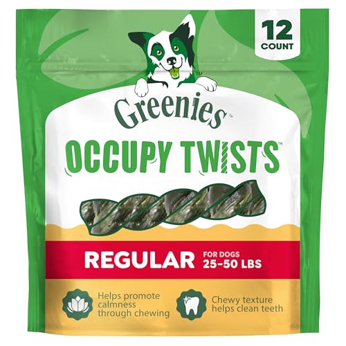 Greenies Occupy Twists Natural Dog Treats Regular Breed Size Chicken Flavor 17.2 oz. Pack 12 Count