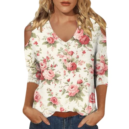 Haut à manches 3/4 pour femme imprimé chic et col élégant