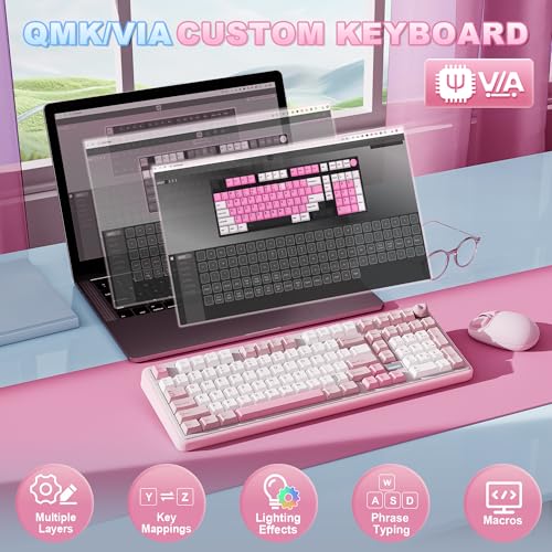 Image of YUNZII B98 PRO 96% Wireless Mechanical Keyboard(Pink, Milk Switch)