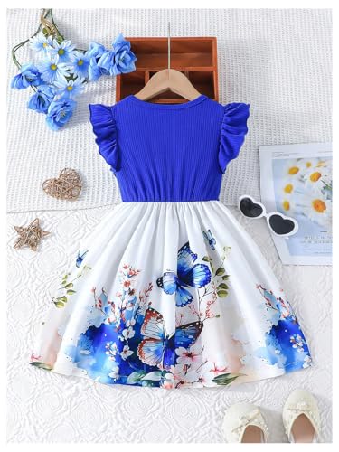 WDIRARA Toddler Girl's Butterfly Ruffle Cap Sleeve A Line Dress Birthday Party Bow Flared Dresses2