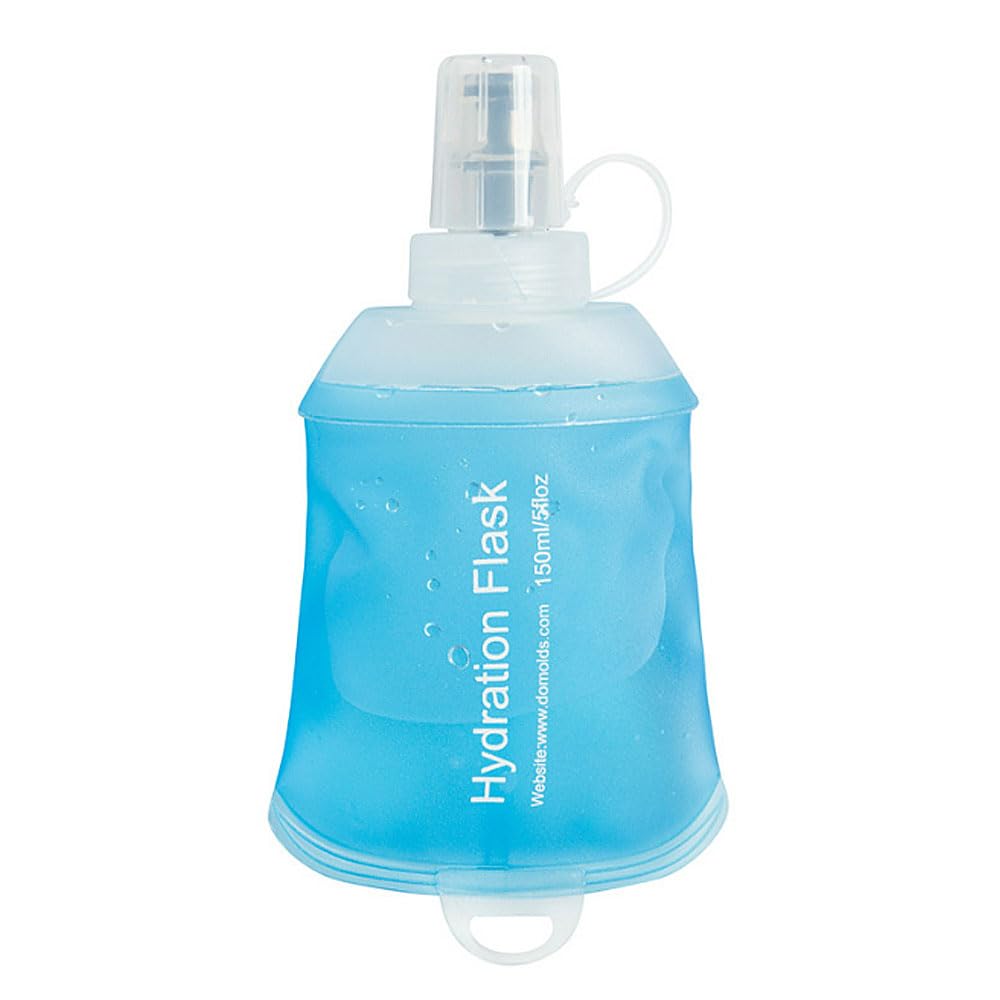 Zhuoeedaay Men's Blue 150Ml Soft Flask Running Water Bottle Collapsible Water Bottle For Hydration Pack Cycling Marathon Running Hiking Hydration Pack Hiking Cycling Climbing (Blue)
