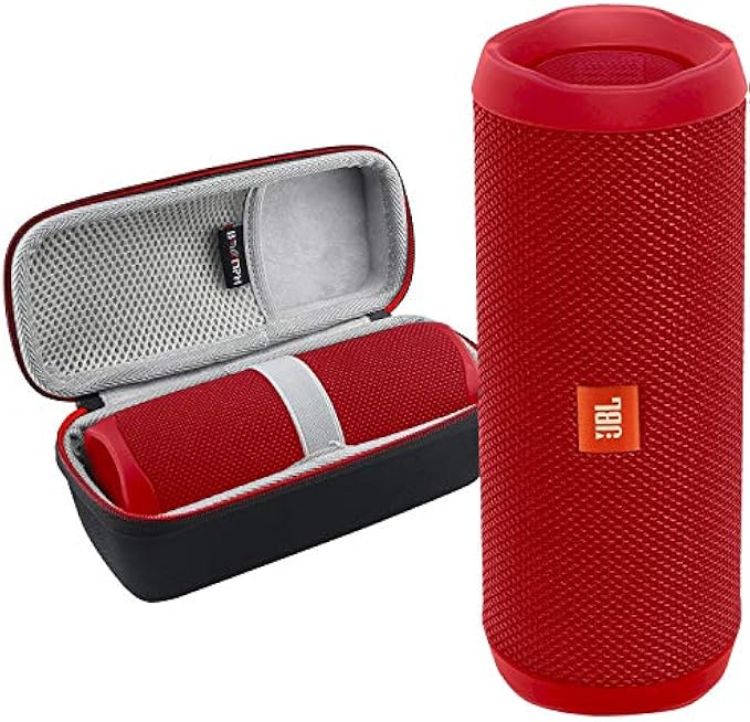 JBL FLIP 5 便攜式無線藍牙喇叭 IPX7 防水隨身套裝,附正版 Boomph 硬殼保護套 - 紅色