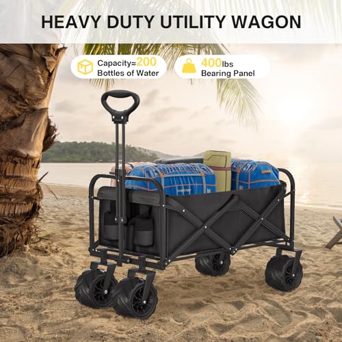 Vagão dobrável dobrável, carroça dobrável resistente com capacidade de peso de 181 kg, carrinho de p