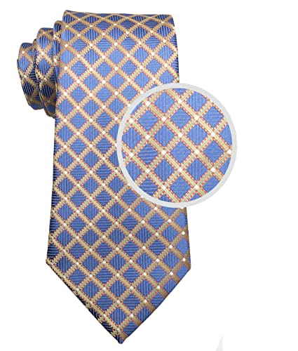 Wehug Hot Men's Ties 100% Silk Tie Woven Necktie Jacquard Neck Gold Ties lg0002 - Thumbnail 3