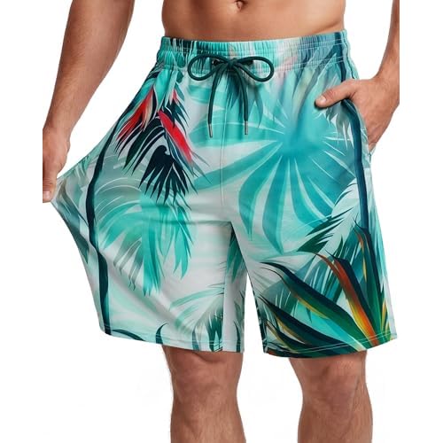 Men Swim Trunks 9 Inch with Mesh Lining Breathable Quick Dry Drawstring Pockets for Summer Beach Pool Board