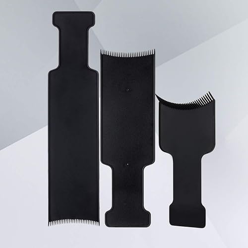 Miniatura 9 de Lurrose 3 unids Long Flat Top Paddle Board Peine Ampliar Coloración del Cabello Resaltar Tablero para Teñir DIY Peluquería Tinte Cepillo Herramienta