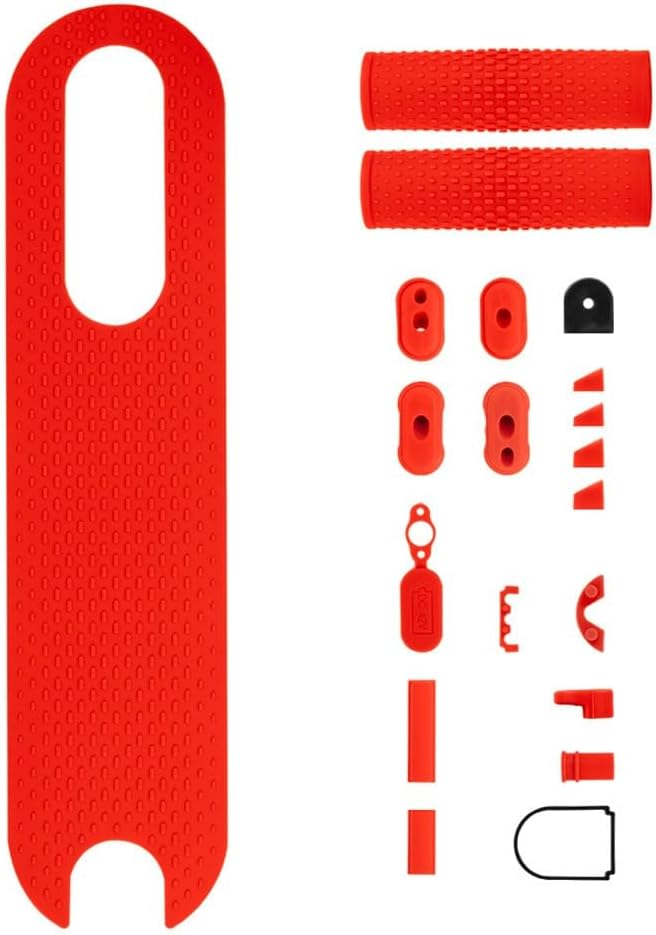 Electric Scooter Foot Pad and Handlebar Grip Set, for Soft Non-Slip Pedal Cover with Charging Port Protectors, Blue
