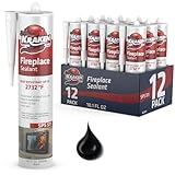 Kraken Bond High Temperature Black Fireplace Sealant 2732°F - (12x10.1oz.) Fire Resistance Up to 2732°F, High Temp Fire Caulk for Ovens, Stoves, Chimneys - Fast Dry, Paintable, Non-Flammable, 12 Pack